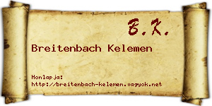 Breitenbach Kelemen névjegykártya